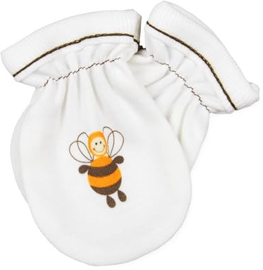 For Babies - Bio-Baumwolle Baby Kratzhandschuhe Kratzfäustlinge für Neugeborene Jungen und Mädchen 0 bis 3 Monate/Anti Scratch Mittens Newborn Organic Cotton (Biene)
