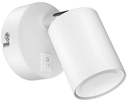 ledscom.de Väggspot WAIKA, enljus, med strömbrytare, GU10, vit matt, inkl. 630lm LED GU10 lampa, vit