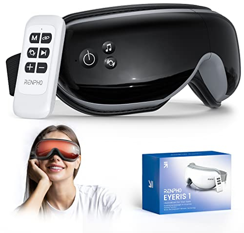 RENPHO Eyeris 1 - Augenmassagegerät mit Wärme, Augenmaske mit Vibration, Fernbedienung und Bluetooth Musik, Reduzierung der Augenbelastung, Trockene Augen, Geschenke für Frau & Man