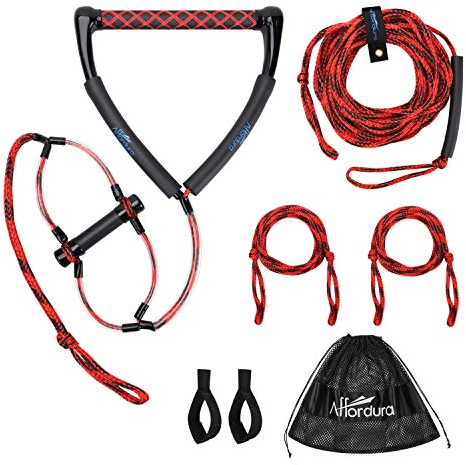 Affordura Wakeboard Rope with Dual Handle – 75ft 4-Section Ski Rope for Water Skiing, Towing, Tubing, Kneeboarding, Watersports – Floating Handles, EVA Grip, 1500 lbs Strength, Storage Bag Included