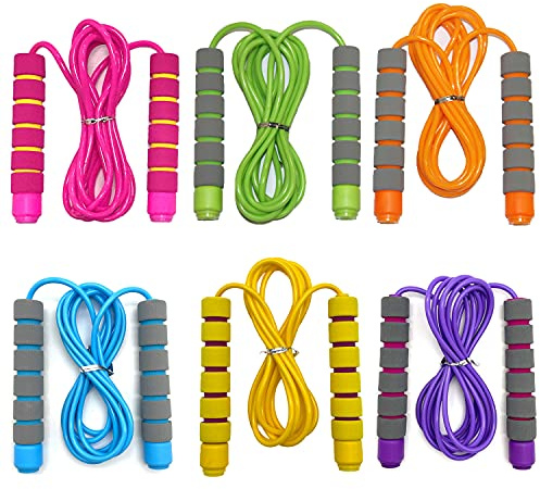 Adjustable Jump Ropes for Kids & Teens - Colorful Skipping Ropes with Soft Foam Handles - Ideal for Outdoor & Indoor Play, Fun Games Activity, Fitness, Exercise, and Party Favors