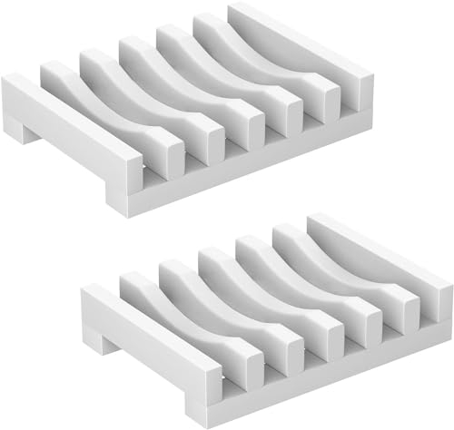 Topsky 2-pack Silicone Soap Dish with Self-emptying Drainage Soap Holder for Kitchen Shower Room Bathroom (White)