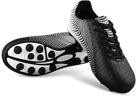Vizari Scarpe da calcio per bambini ragazzi ragazze | FG Soccer Cleats con tacchetti antiscivolo | Scarpe da calcio per allenamento gioco erba artificiale | Football Shoes 25-38, nero/bianco, 29 EU