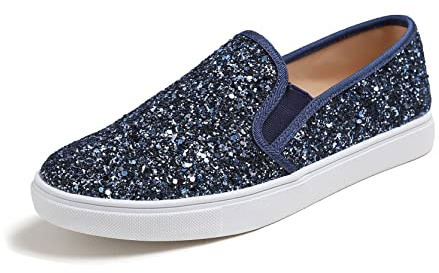 Feversole Scarpe da Ginnastica da Donna, in Tela, per Il Tempo Libero, Traspiranti, per Il Fitness, per Il Fitness, per attività all'Aria Aperta, Leggere, Notte Blu Lucido, 39 EU