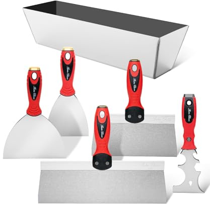 Bates- Drywall Knife Set, 6pcs, Drywall Tools Finishing, Drywall Mud Pan, Spackle Tool, Drywall Finishing Tools, Father's Day Gift