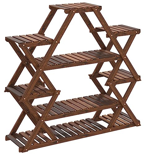 vidaXL Växtställ 110x25x105 cm massivt granträ, blomhylla, blomhyllor, växtbord, växthylla, växthyllor, blombord, växtställ i trä, växt ställ i trä