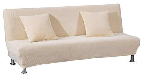 Meigeh Copridivano Letto Senza braccioli 2 posti Copridivano Elasticizzato clic clac Senza braccioli Fodera per Divano Letto clic clac Stampato Color Crema, Senza copricuscino