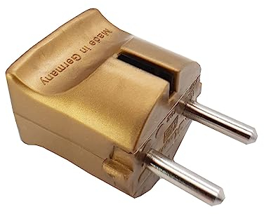 Schukostecker Typ F CEE 7/4 poliert 250V 10A Schutz Kontakt Stecker Euro-Stecker Schutzkontakt-Stecker (Gold)