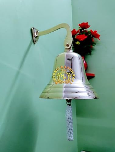 Nautische Wandglocke | Last Orders Glocke mit Seilzug | Ideal für Hausbar, Kneipe, Empfang | Klassische nautische Weihnachtsdekor-Glocke | knackiger, lauter Klang | Silberne Glocke 17,8 cm