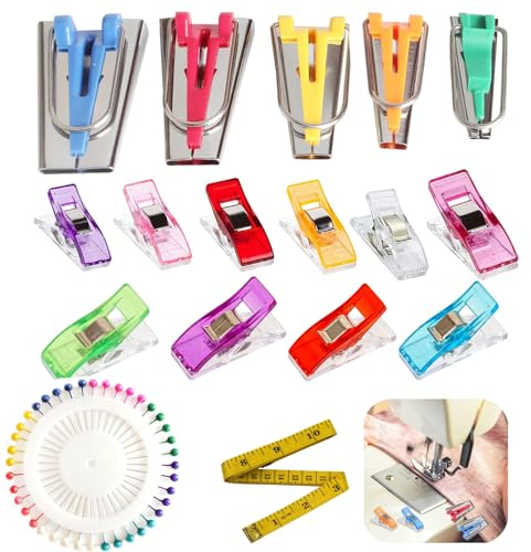 KAYEF 17 Stück Schrägbandformer, Schrägband-Nähzubehör, Schrägband-Werkzeugsatz, Schrägband-Werkzeugsatz, Schrägband-Werkzeugsatz für DIY-Patchwork-Kits, 4 Größen (6 mm, 9 mm, 12 mm, 18 mm, 25 mm)