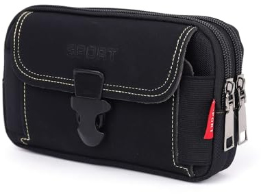 FDEETY Bolsa Cintura Táctica para Teléfono Móvil Funda Cinturón para Herramientas Pequeñas de Multiusos Deportes Senderismo Camping (Horizontal-Negro)