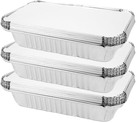 100 Piezas Bandejas Aluminio Desechables Bandejas Barbacoa 850ml,Bandejas para Hornear de Papel de Aluminio, Bandejas de Aluminio para Hornear Asar Parrilla Cocinar,21,3 x 14,3 x 4,3 cm