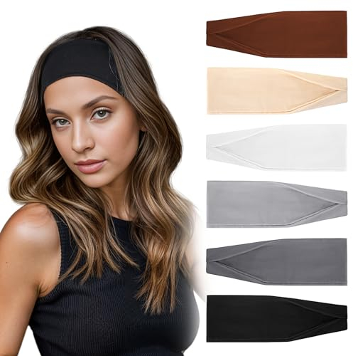 Mabor 6 Stück Haarband Damen, Mittel bis Groß Sport Stirnbänder Frauen Sommer Schwarz Dünn Schmal Stirnband Hair Band Women Dünnes für Elastische Schweiß Yoga