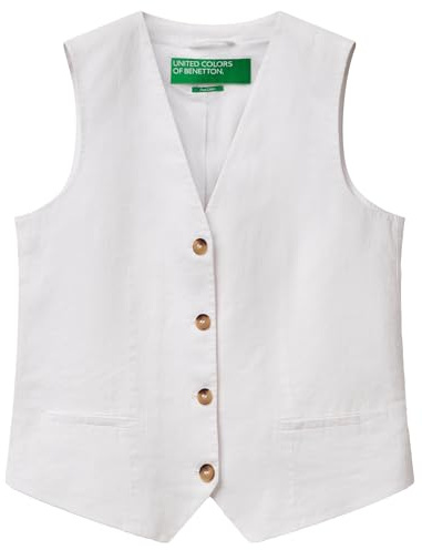 United Colors of Benetton Gilet 2aghdj00g Chaleco para Hombre, Color Blanco, 38 Mujeres