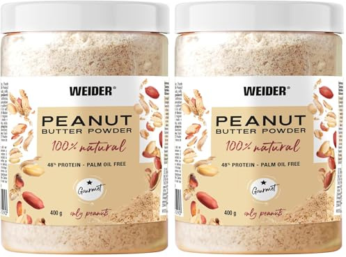 Weider Peanut Butter Powder (400g) 100% Cacahuètes naturelles en poudre, riche en Protéines, sans sucres ajoutés, sans huile de palme (Lot de 2)