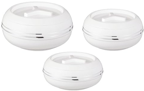 M1SS 3pc Set Casserole Pot Serving Dishes with Lids Set (1200, 1500, 2500 ML) – Hot Pot Food Container Double Wall Insulated Casserole with Locking Lid, Stainless Steel Inner, BPA-Free, 1.2L/1.5L/2.5L