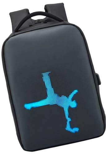 Klaisy Mochila de senderismo LED programable con visualización dinámica de imágenes con funda para laptop de 15.6 pulgadas, hombro ajustable, promoción de vacaciones, uso de mochilas LED, patrón de