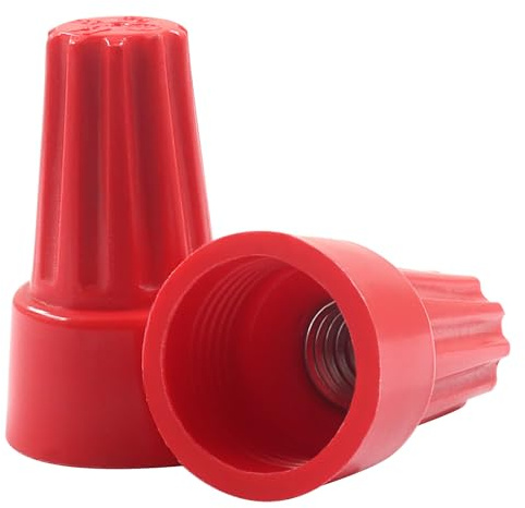 Waziaqoc 100-Pack Wire Nuts P6H AWG 12-8 Red, Twist-On Screw Connectors with Spring Secure and Insulated Electrical Connections, for Home and Commercial Wiring Projects