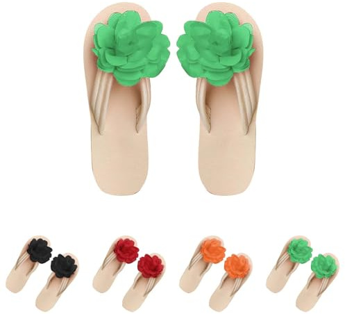 Chanclas para mujer, elegantes, para la playa, verano, sandalias con flores, separadores de dedos, planas, anchas, chanclas de playa, resistentes al agua, chanclas de verano, ligeras, antideslizantes