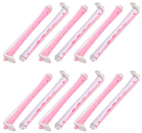 Veemoon 24 Pièces Bigoudis pour Permanente en Pp Rose, Bâtons de Curling Portables pour Créer des Boucles, Finition Soignée, Usage Maison ou Salon pour Femmes
