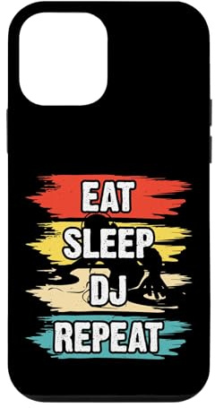 Carcasa para iPhone 12 Mini Eat Sleep DJ Repeat Retro Tocadiscos DJ