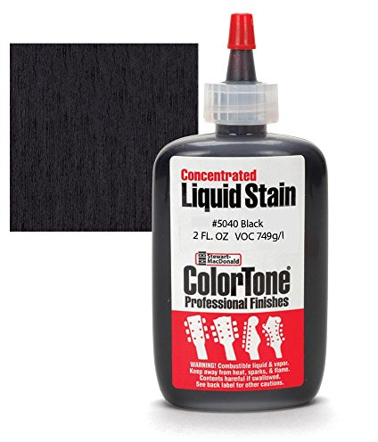ColorTone Black Concentrated Liquid Stain – Liquid Color Dye for Guitar & Bass Finishing, Grain‑Enhancing Wood Stain, 2oz Bottle