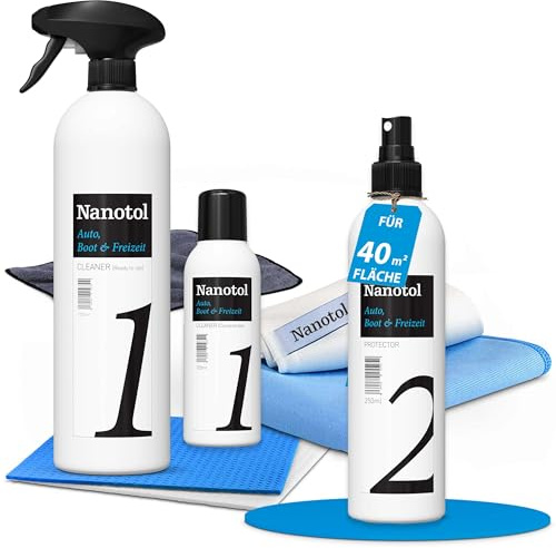 Nanotol Set M (per 2 Automobiles) per Automobili, Barche e Tempo Libero per la sigillatura Permanente di Auto, roulotte, Barche. Universalmente applicabile su verniciatura, vetri Auto, Cerchioni