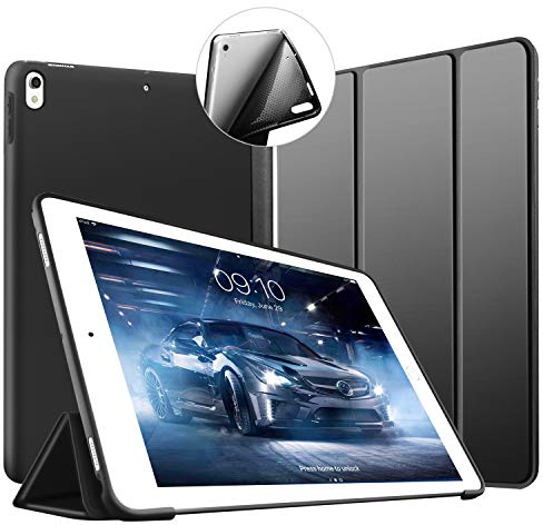 VAGHVEO Funda para iPad Air 10.5 Pulgadas (2019, 3ª generación) y iPad Pro 10,5 (2017). Ultra Delgada y Ligera, Soporte Protectora Smart Cover Trasera Silicona Suave, Auto-Sueño/Estela, Negro