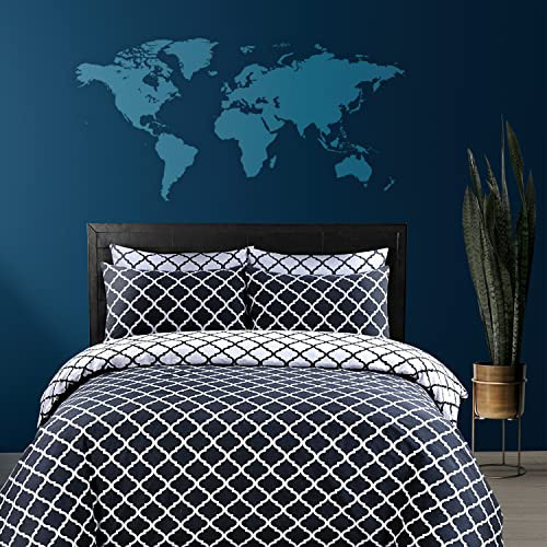 DTEX HOMES King Size Duvet Cover Sets 100% Pure Cotton Reversible Printed Hotel Quality Duvet Cover Ultra Soft Easy Care bedding sets king size Super Soft and Luxury Duvet Cover Sets (Spades Black)