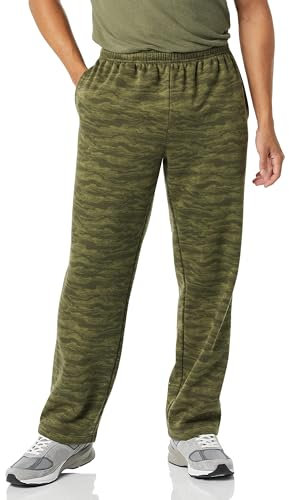 Amazon Essentials Men's Fleece Open Bottom Sweatpant (Available in Big & Tall), Military Green Abstract Camo, Large