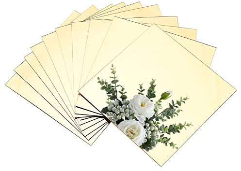 PandaHall 10Stk 15x15cm Spiegel Für Die Wand, Quadratische Spiegelfliesen Selbstklebend, Rahmenlose Flexible Dekorative Spiegel Wandaufkleber Aufkleber Für Zu Hause Badezimmer Schlafzimmer (Gold)