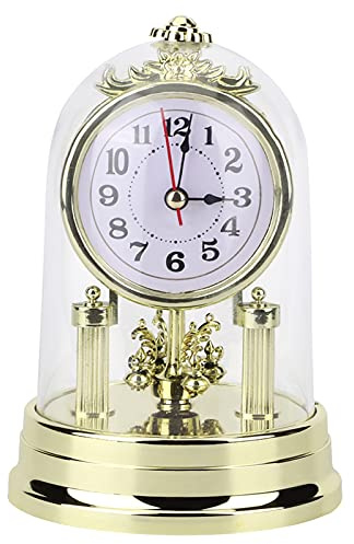 Bordsklockor Retro Antika Vintage Metall Bordsklockor Klassisk Retro Tyst Bordsklocka för Hem Skrivbord Hylla Vardagsrumsdekoration(Guld)