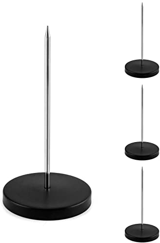 QWORK Zettelspießer Memo Halter, Zettelhalter Bon Aufspießer für Zettel Note Papier Beleg, 14 cm, 4 Stücke, Schwarz