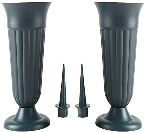 Colcolo Paquete de 2 jarrones de de Tumba de Cementerio, jarrones de Cementerio de decoración de Tumba Desmontables con, jarrón de Flores, Verde Oscuro