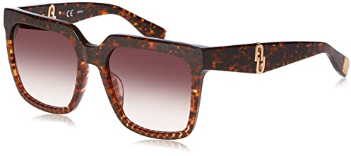 Furla Unisex SFU594 Sunglasses, Brown, 55