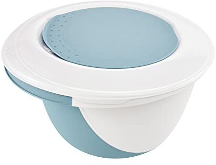 keeeper Set de Saladiers 4 en 1, Avec Protection anti-éclaboussures et Spatule, Antidérapant, Camilla, Ø 27 x 15 cm + Ø 18 x 14 cm, 1,5 + 3,5 L, Nordic Blue