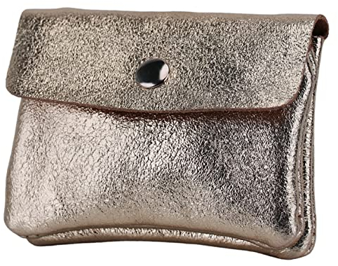 SH Leder Alba B087 Petit portefeuille pratique en cuir véritable pour cartes de fête et discothèque - Unisexe - 11 x 6,90 cm, Bronze, xs, Décontracté