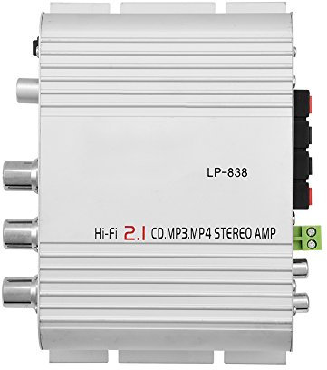 Mini HiFi 2.1 Stereo Bass Amplificatore di Potenza Audio Digitale per Auto Car Home Cycle DIY (Argento)