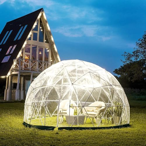 LVAOSTT Garden Dome 12FT Clear Tent Outdoor for Garden, Weather Proof Pod Camping Patio Tent for Backyard Canopy Gazebos Screen House Room Lean to Greenhouse