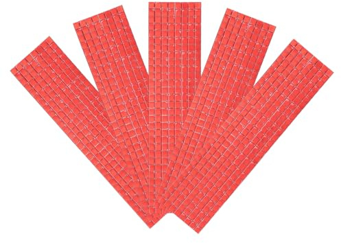 QUARKZMAN 4720 Autocollants de Carreaux de Mosaïque Miniatures Auto-Adhésifs de 5 x 5 mm en Miroir Carrés en Verre pour la Fabrication de Décorations de Boules Disco DIY, Rouge