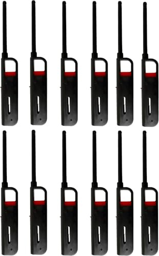 3QUZ 12 Pack - Fuel Included BBQ Grill Long Lighter - Refillable Butane Gas Candle Fireplace Kitchen Stove Wind Resistant, Red, Black