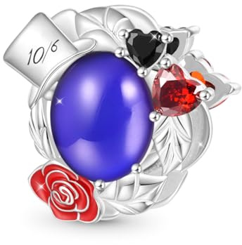 GNOCE Alice Aventure au Pays Des Merveilles Pendentif Charme Dangle, S925 Argent Sterling Charms Dangle pour les Femmes Filles Épouse Fille, Saint Valentin, Fête des Mères Bijoux Rega, Diametro