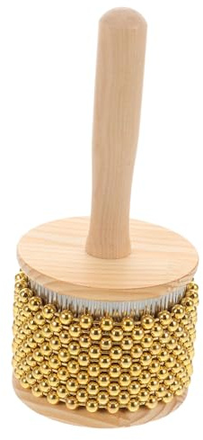 NULYLU Small Cabasa Percussion Instrument with Wooden Handle and Metal Beads, Portable Design Creativity Booster for Indoor Concerts and Outdoor Events, Traditional Latin Musical Shaker