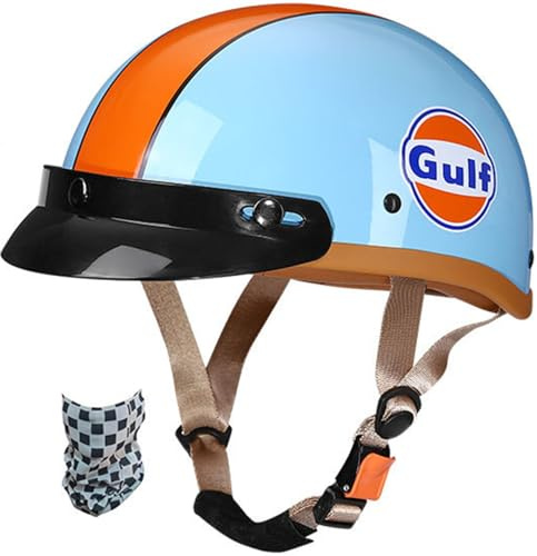 Retro Alemán Estilo Moto Casco ECE/Dot Homologado Moto Jet Medio Casco con Visera, Retro, De Media Cara, para Bicicleta Casco para Scooter De Verano, Motocicleta, Bicicleta 1,M