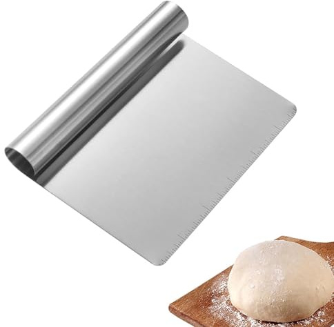 MUNZE Stainless Steel Dough Cutter Large with Measuring Scale Dough Scraper Dough Card Dough Spatula Scraper Kitchen for Cake, Cake, Pizza, Dough, Baking Utensils, Dough Knife for Easy Portioning