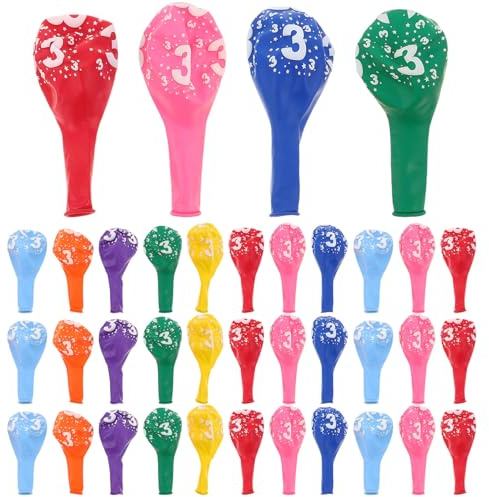 JOINPAYA 100pcs Round Inflatable Number Balloons for Birthday Party Decorations Printed Latex Balloons for Boys Indoor Celebration Supplies for Anniversary Graduation Wedding Shower