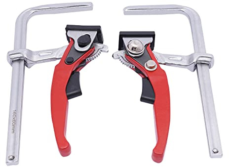 Hebelzwinge | Ratschenzwinge 2er Set Bessey Einhandzwinge Schnellspanner mit 160 mm Fassungsvermögen und 60 mm Tiefe zum Schleifen Werkstatt Klemmwerkzeug für Holz Metall