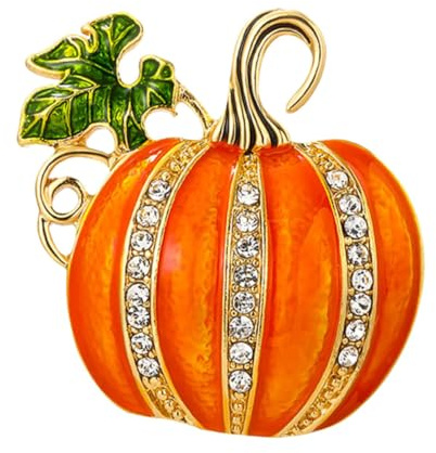 Healeved Broche Citrouille En Strass PailletéE Pour Femme ÉPingle LéGèRe En ÉMail Accessoire Polyvalent Pour Pulls Gilets Et Chapeaux Bijoux Halloween ÉLéGants 4.30X4.20X1.00Cm