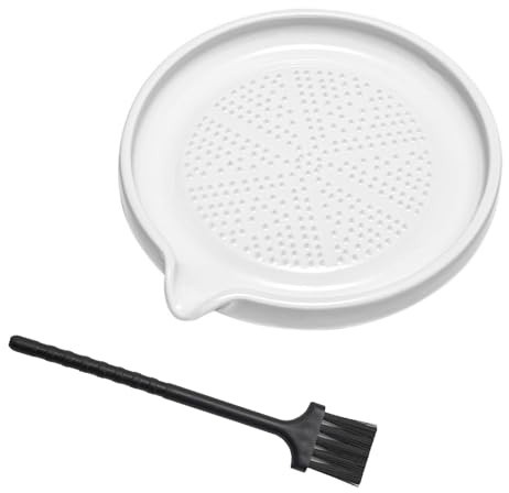DBAILY Rallador de cerámica, rallador de jengibre de cerámica, suministrado con cepillo, rallador de ajos, rallador de frutas, rallador de verduras para cocina familiar, puré de manzana, limón, jugo
