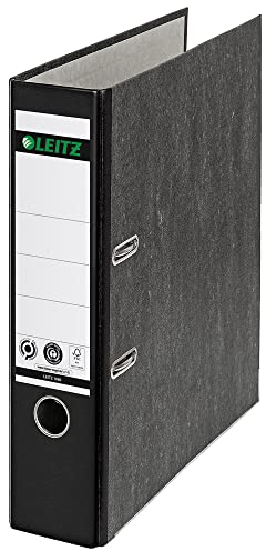 Leitz Qualitäts-Ordner 180°, A4, 10er Pack, 100 % recycelter Karton, 8,2 cm Rückenbreite, Wolkenmarmor-Papier, Schwarz, 10801095